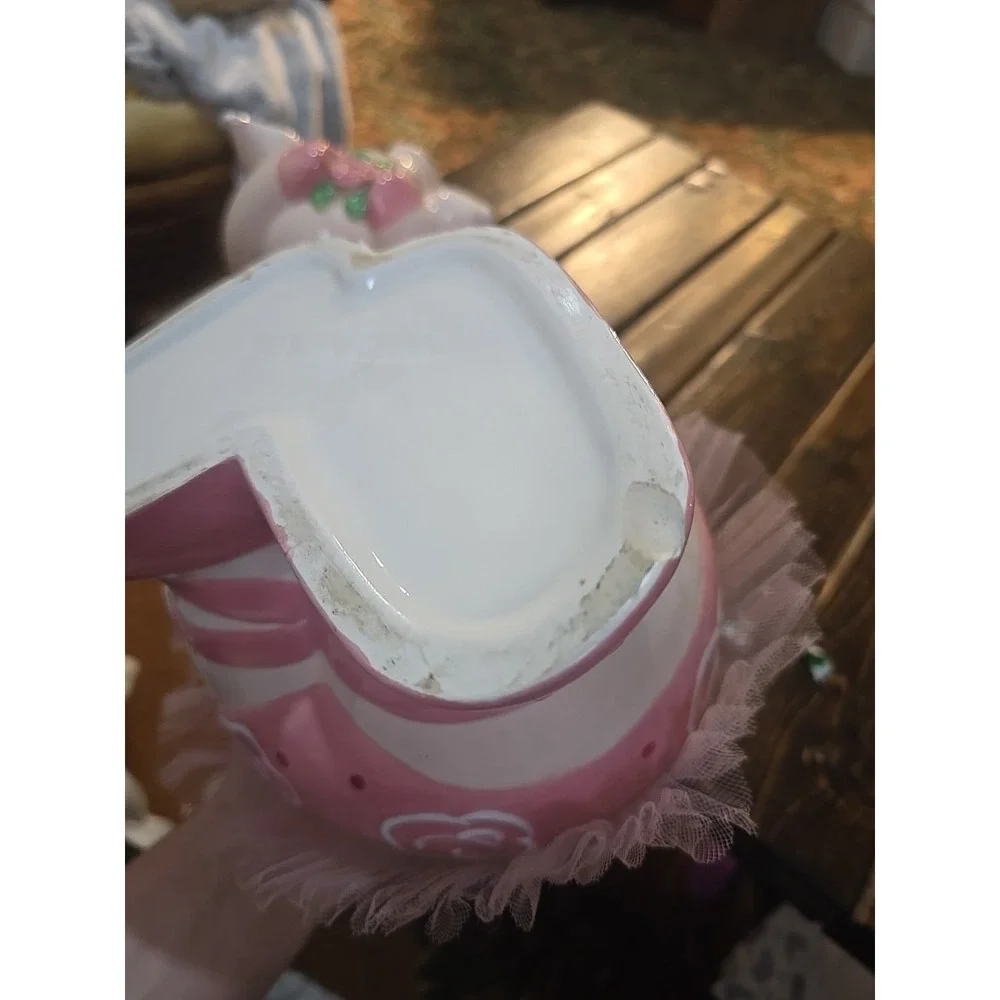 Vintage Ballerina Dancing Pink Pig‎ with Tutu Ceramic Cookie Jar  11 
